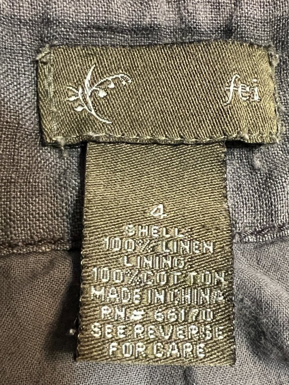 Fei 100% Linen Patchwork Maxi Skirt Olive Green Tiered Boho Long Skirt Size 4 - Picture 3 of 7